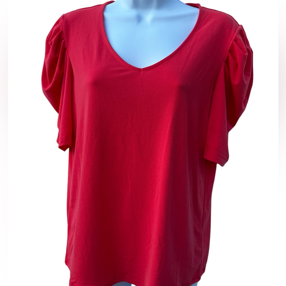 Carman Marc ladies coral short sleeve pullover blouse shirt top size Medium NEW